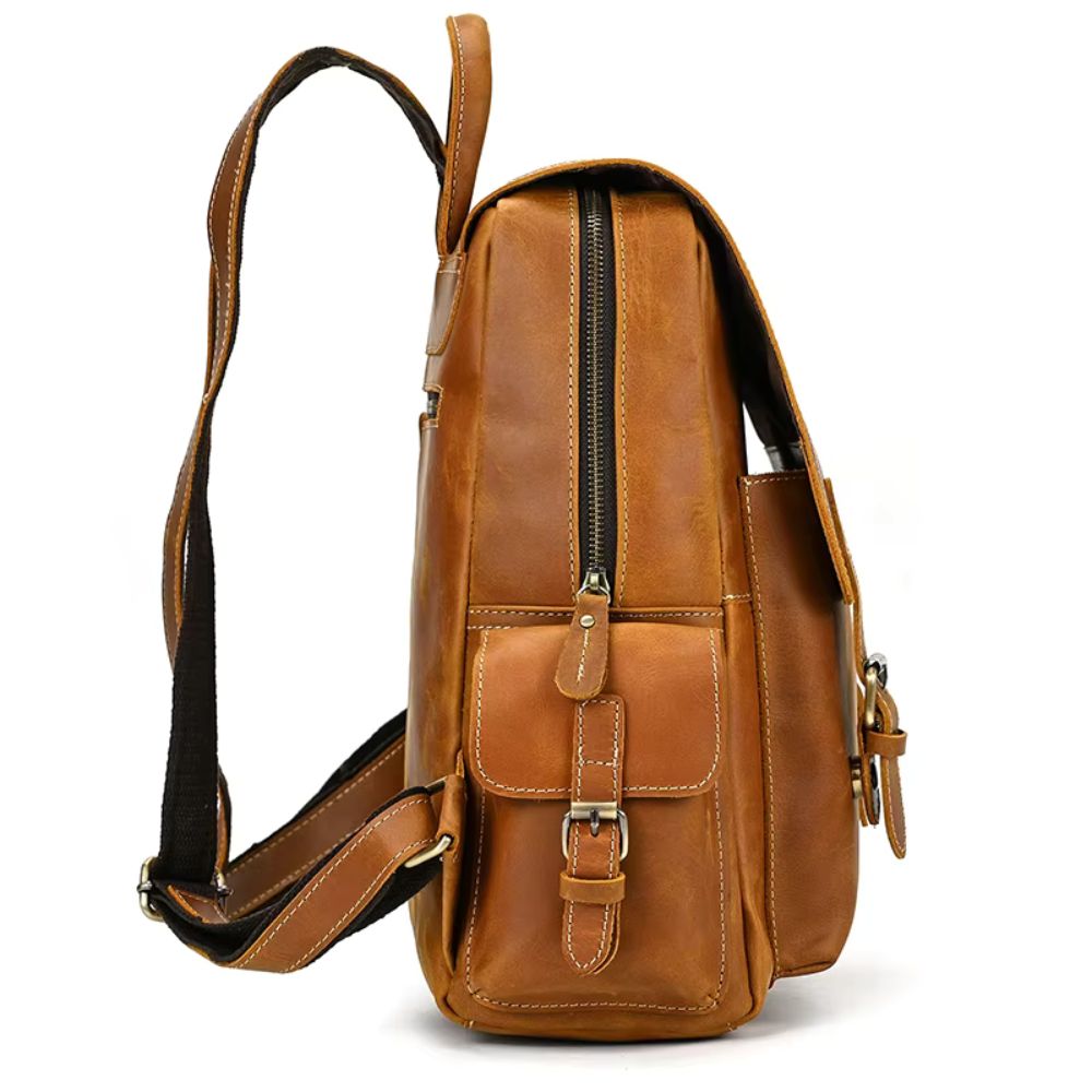 Owen | Men's Vintage Crazy Horse Leather Large Travel Backpack