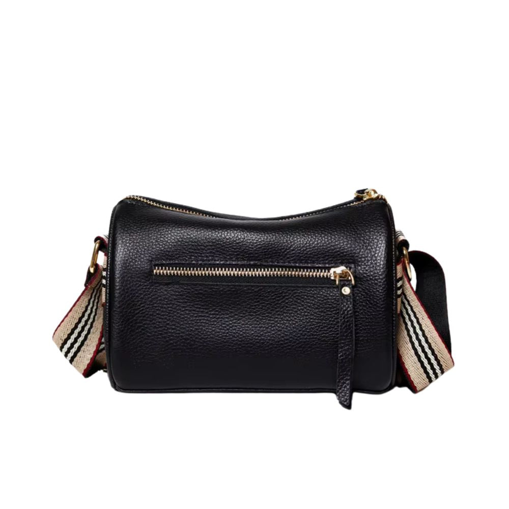 Aria | Women's Genuine Leather Small Crossbody Bag with Striped Strap
