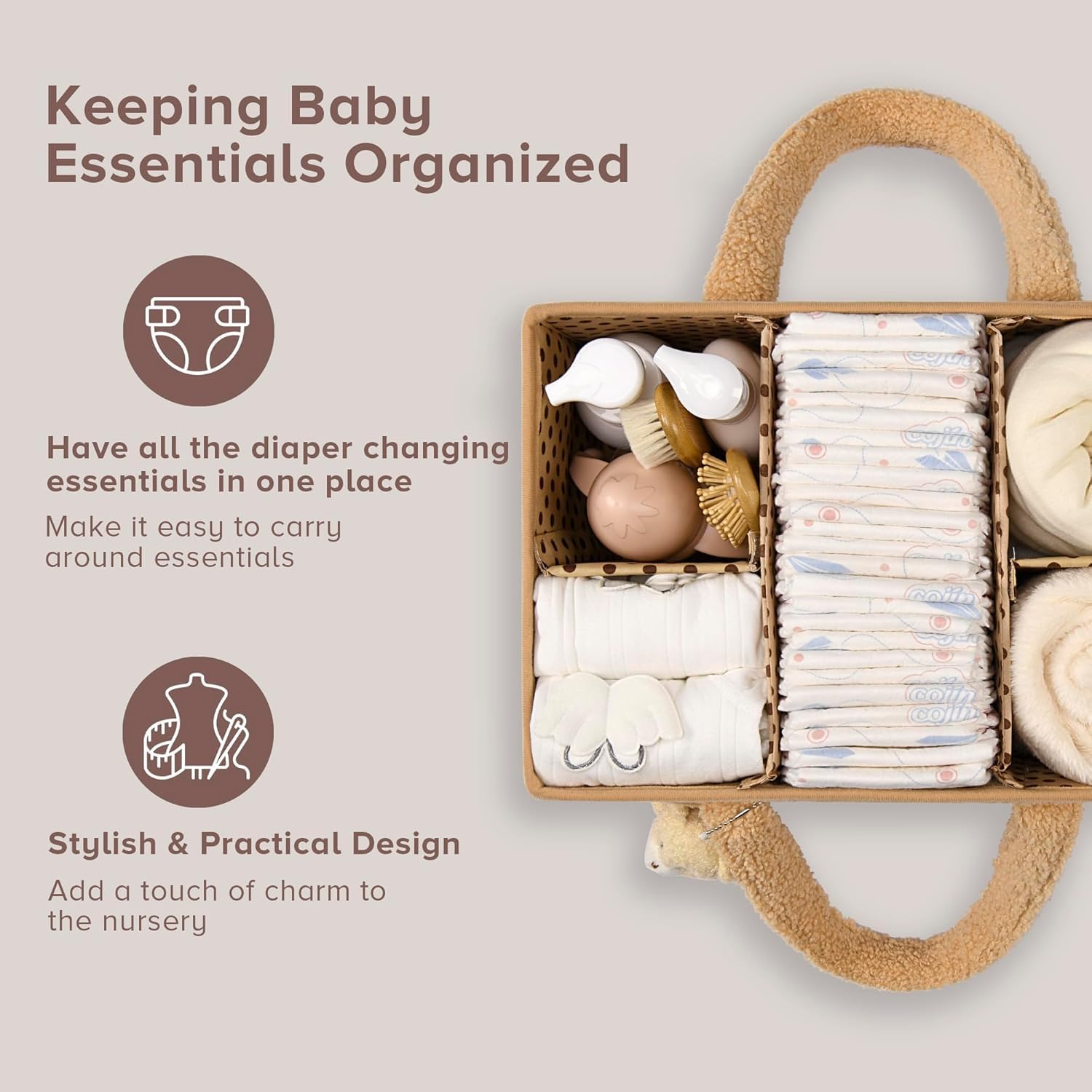 Nappy Caddy Organizer for Diapers, Wipes and Nursery Essentials