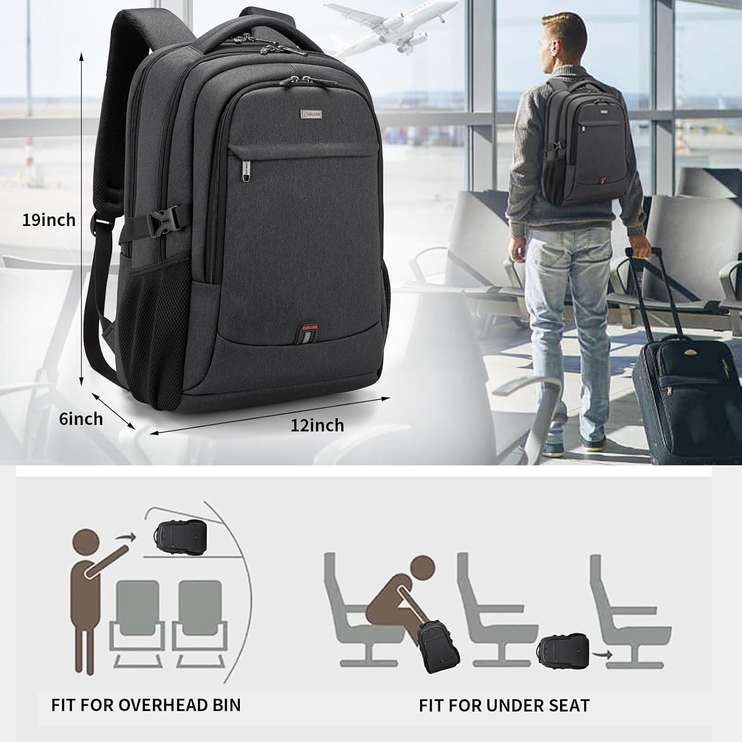 Large Travel Laptop Backpack with USB Port and Secure Multi-Pocket Design