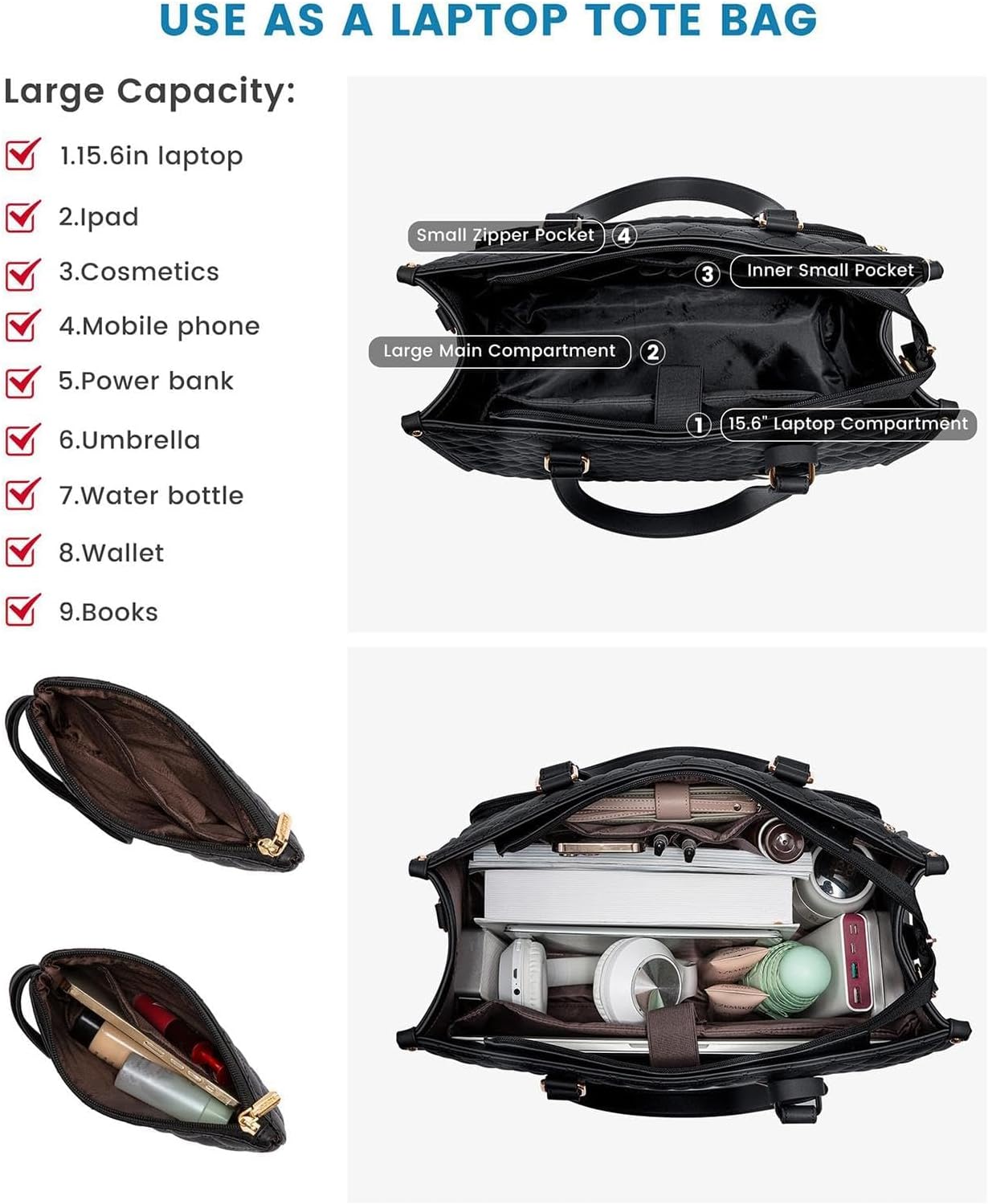 Dual-Compartment Lunch and Laptop Tote for Work Travel and On-the-Go