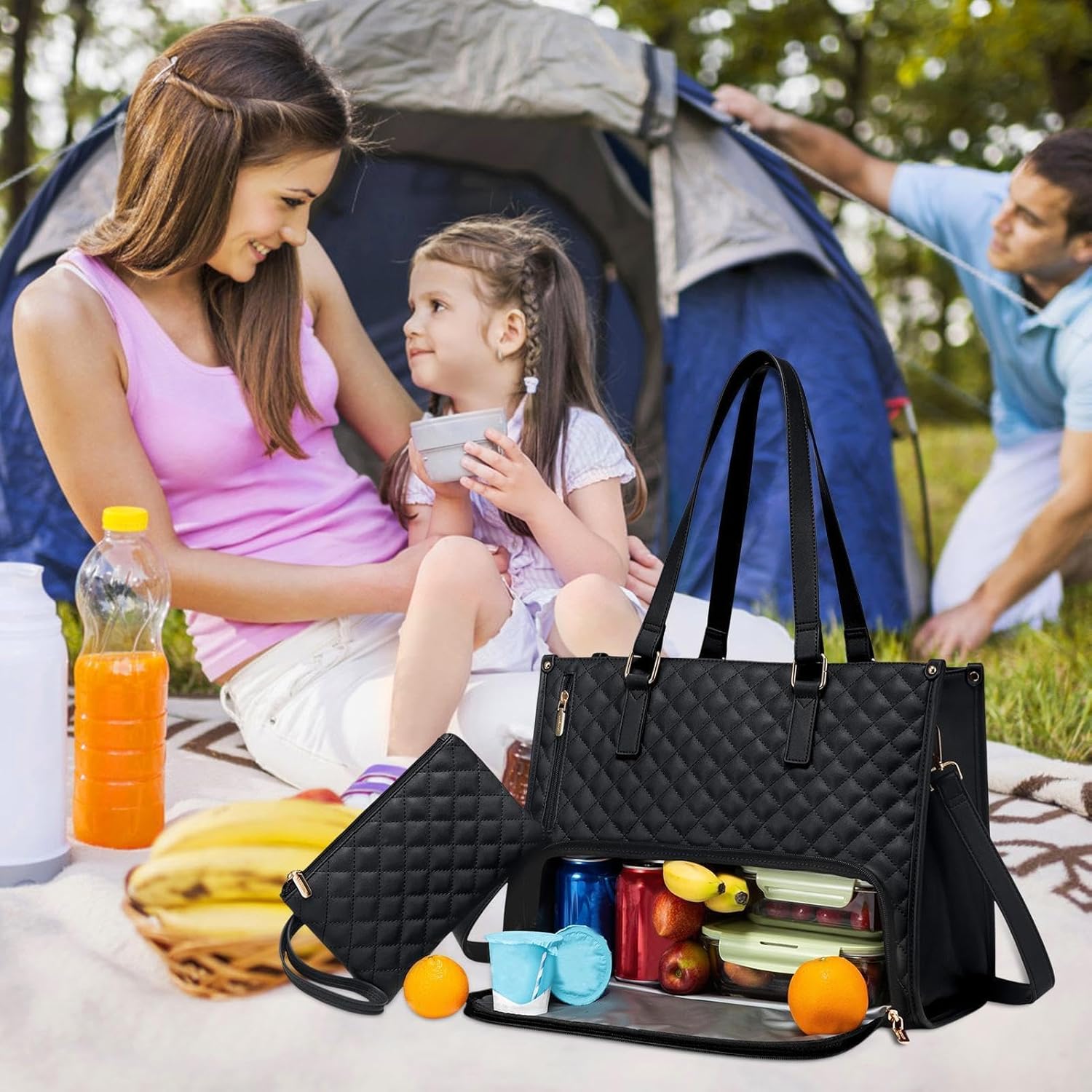 Dual-Compartment Lunch and Laptop Tote for Work Travel and On-the-Go