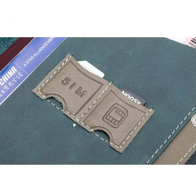 Men's Genuine Leather Anti-Theft Passport Holder Travel Wallet