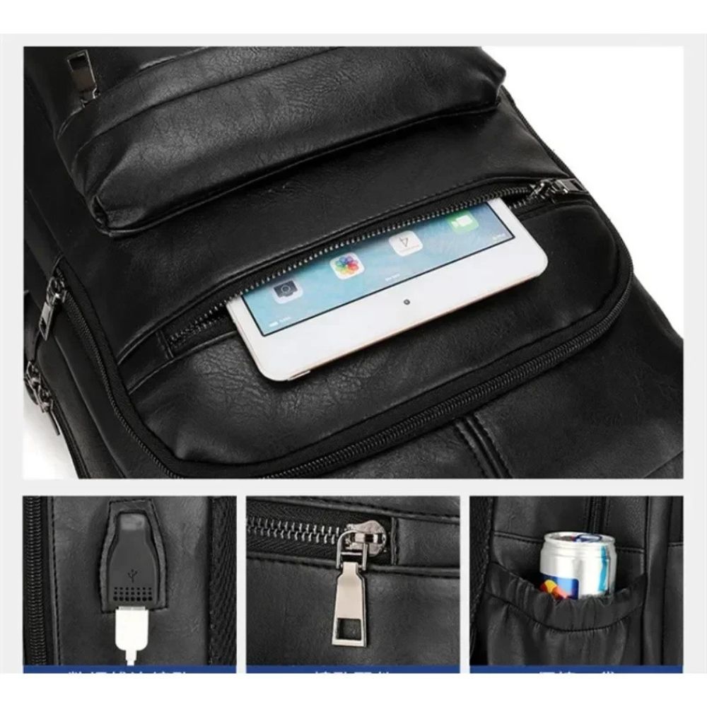 Elliot | Men's Vintage PU Leather Travel Laptop Backpack