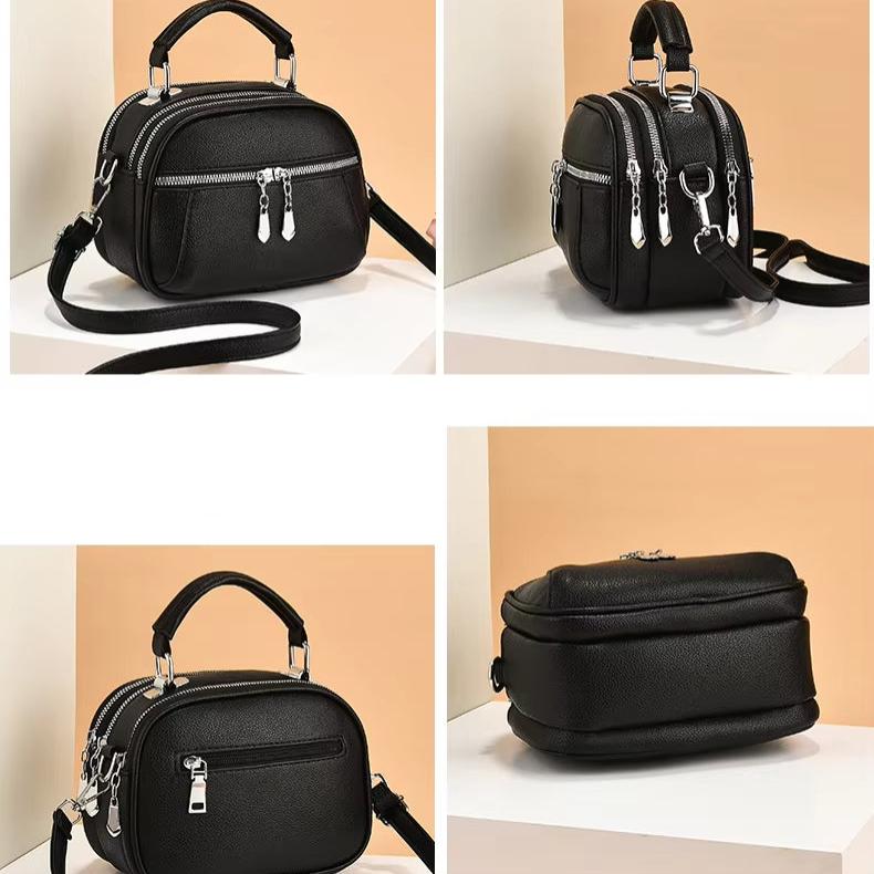 Emma | Women's Small Compact Multi-Zip Crossbody Handbag