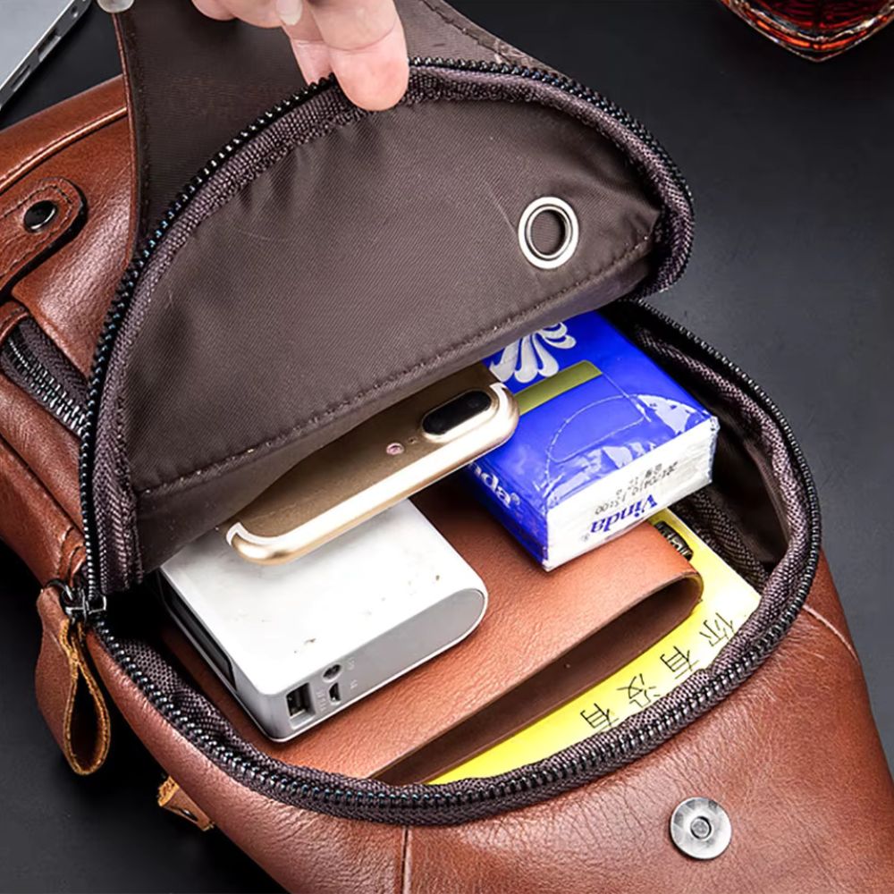 Orion | Men's Genuine Leather USB Crossbody Travel Bag