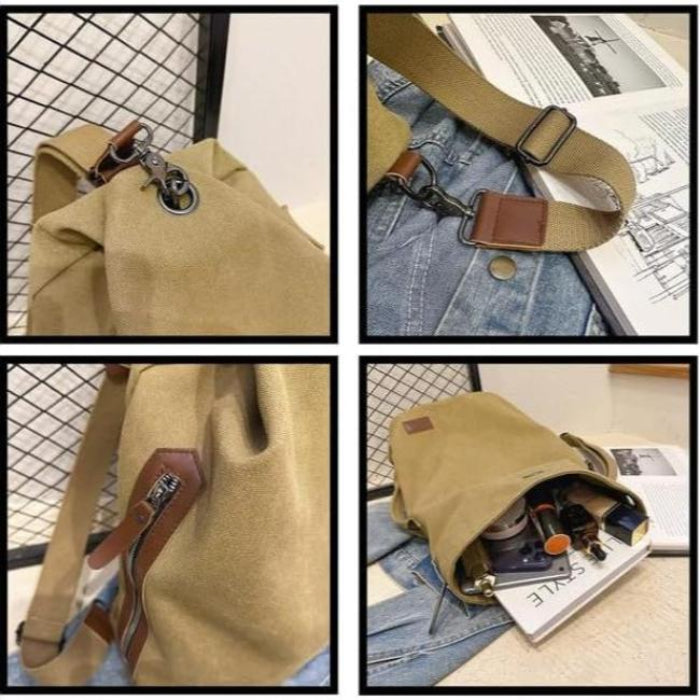 Alex | Women's Large Vintage Canvas Crossbody Messenger Sling Travel Bag