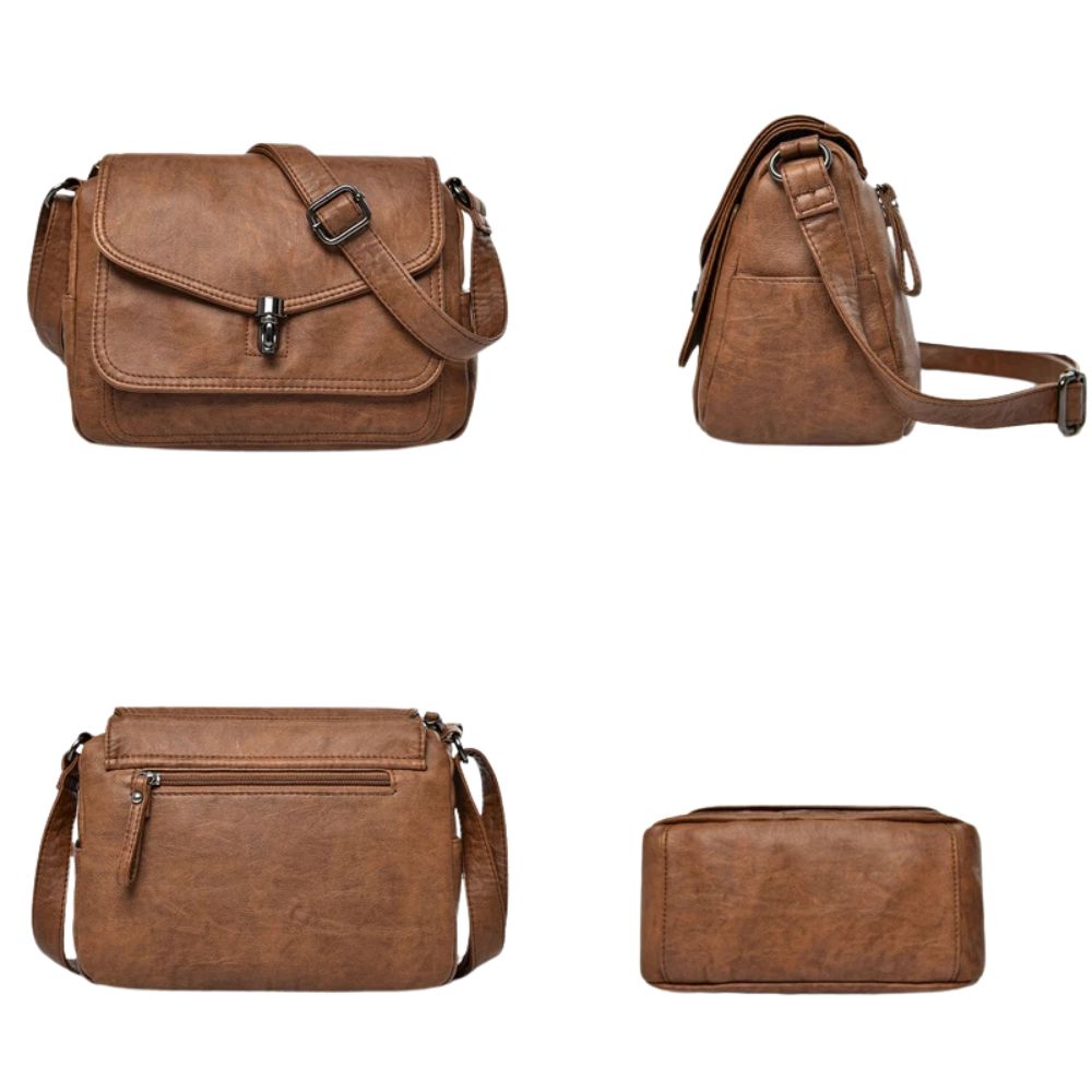 Alanna | Women's Vintage PU Leather Multi-Pocket Crossbody Messenger Bag