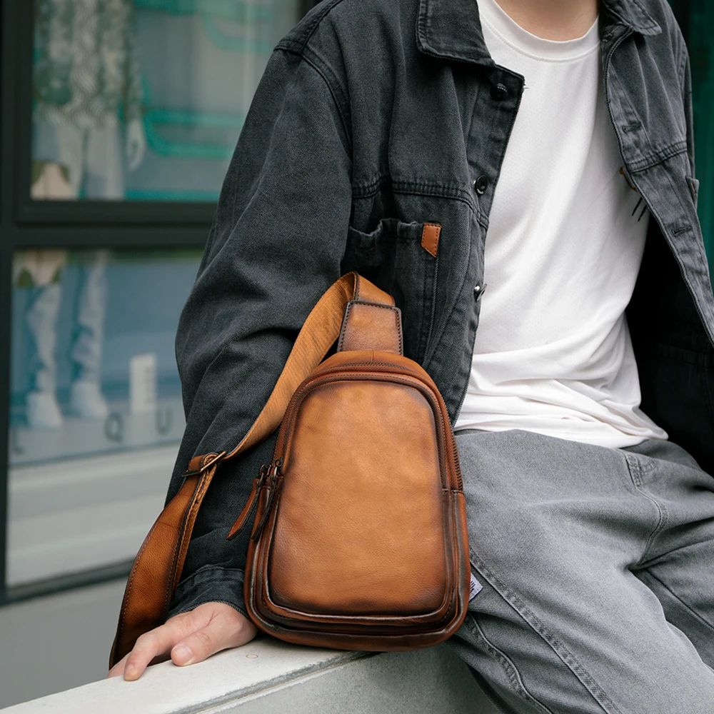 Callum | Mens' Vintage Leather Small Crossbody Bag