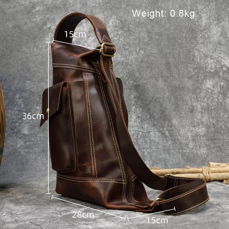 Liam | Men's Retro Crazy Horse Leather Crossbody Sling Travel Bag