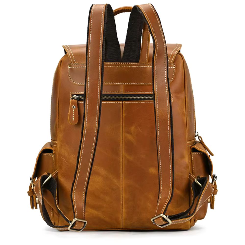 Owen | Men's Vintage Crazy Horse Leather Large Travel Backpack