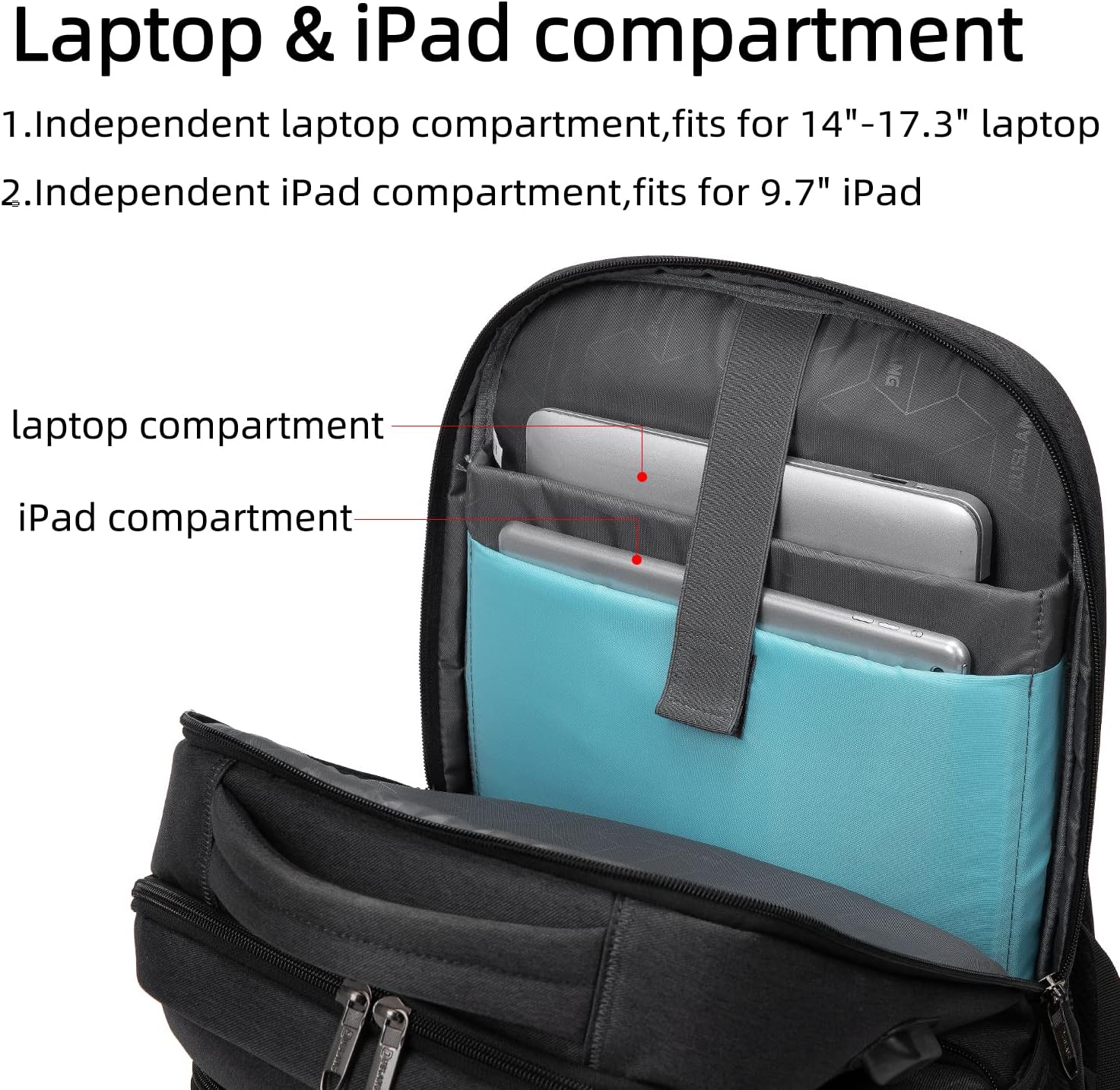 Large Travel Laptop Backpack with USB Port and Secure Multi-Pocket Design