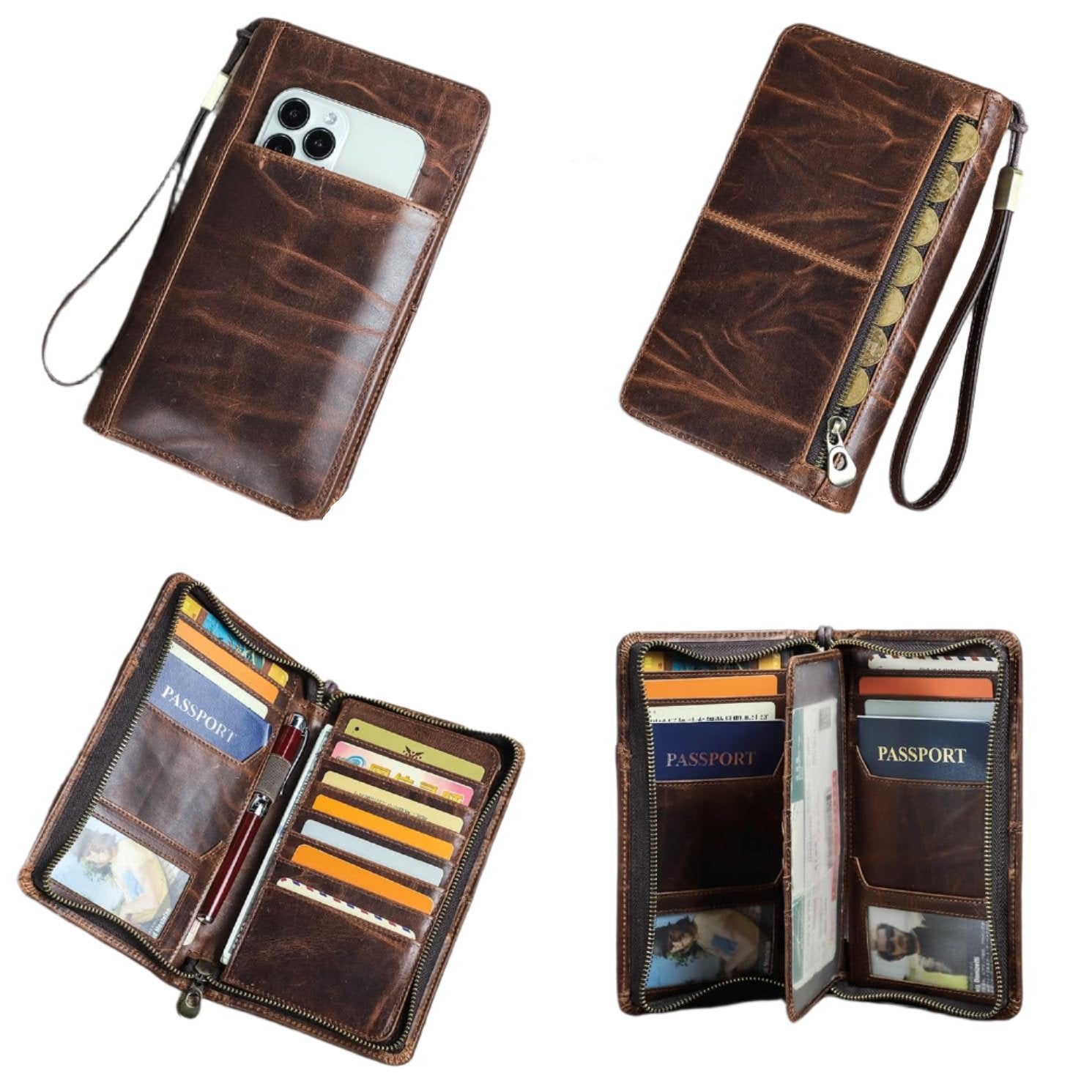 Sophia | Top Grain Leather Passport Wallet