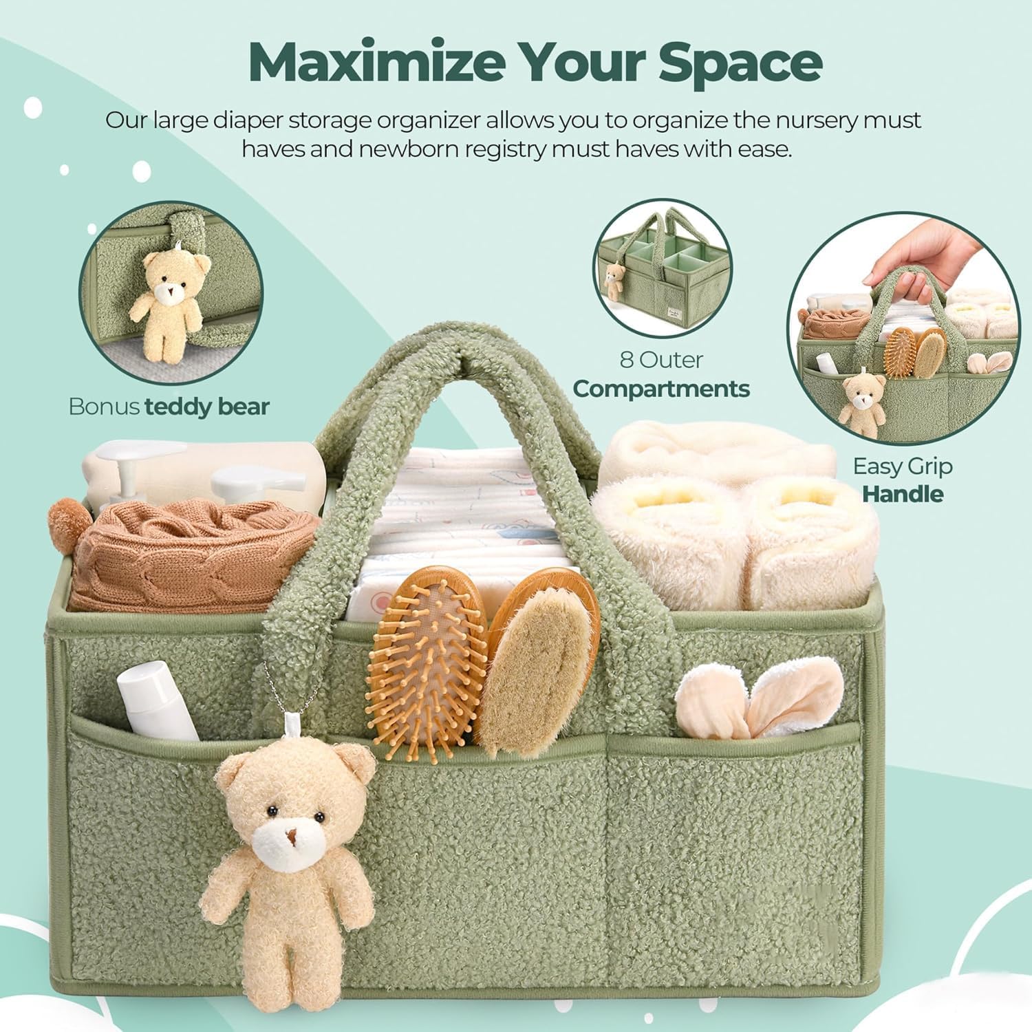 Nappy Caddy Organizer for Diapers, Wipes and Nursery Essentials