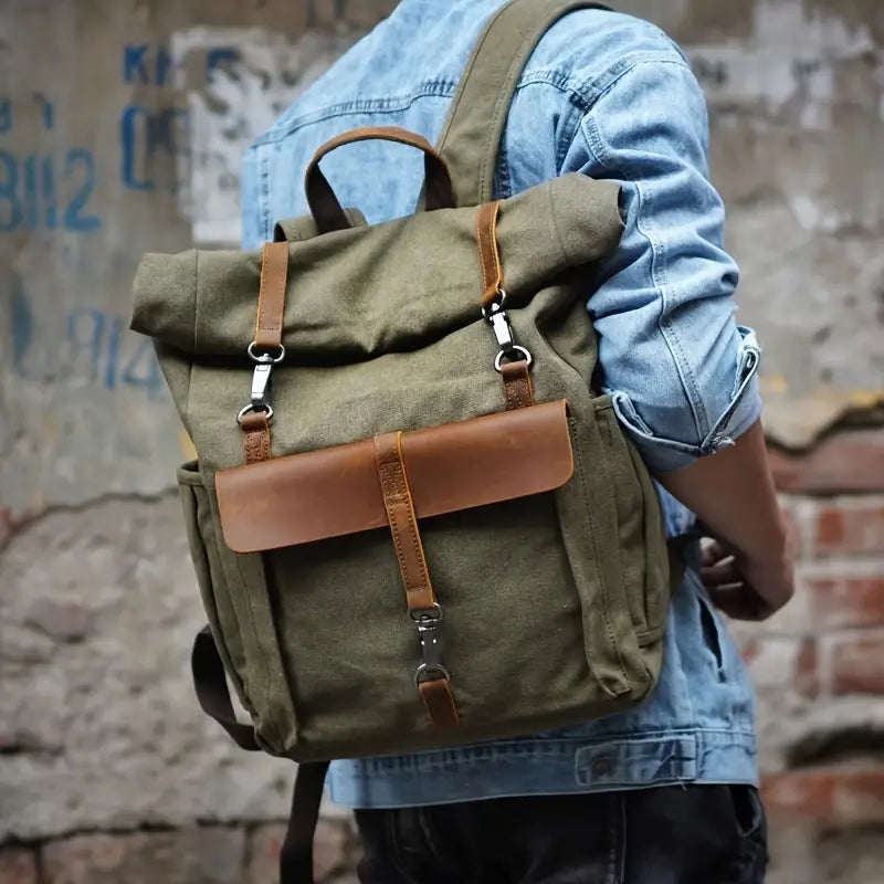 Benjamin | Men's Large Canvas Laptop Travel Backpack