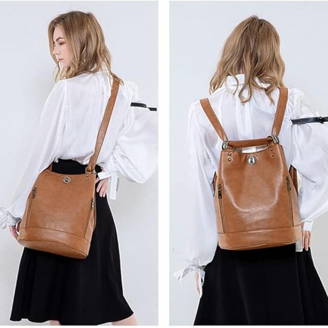 Aurora | Women's Vintage Convertible Vegan Leather Travel Backpack