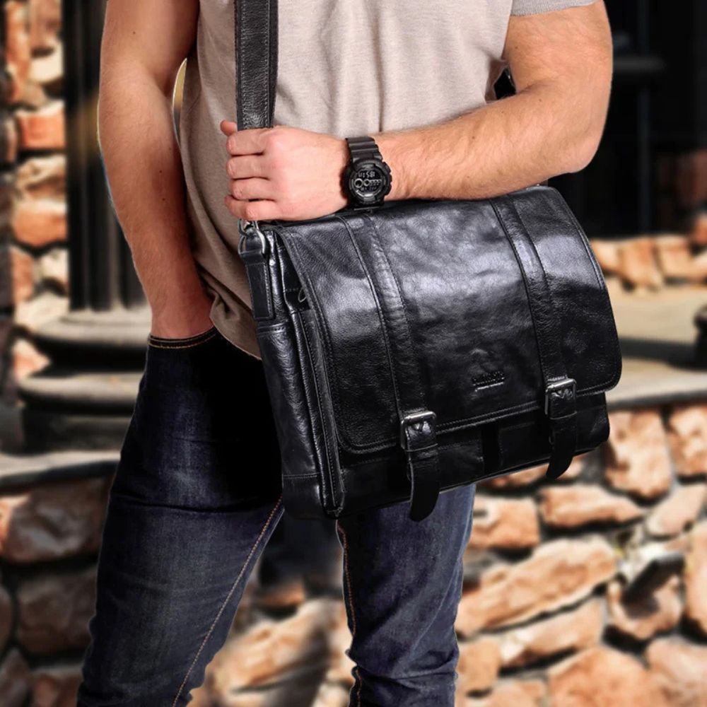 Noah | Men's Vintage Leather Laptop Briefcase Crossbody Messenger Bag