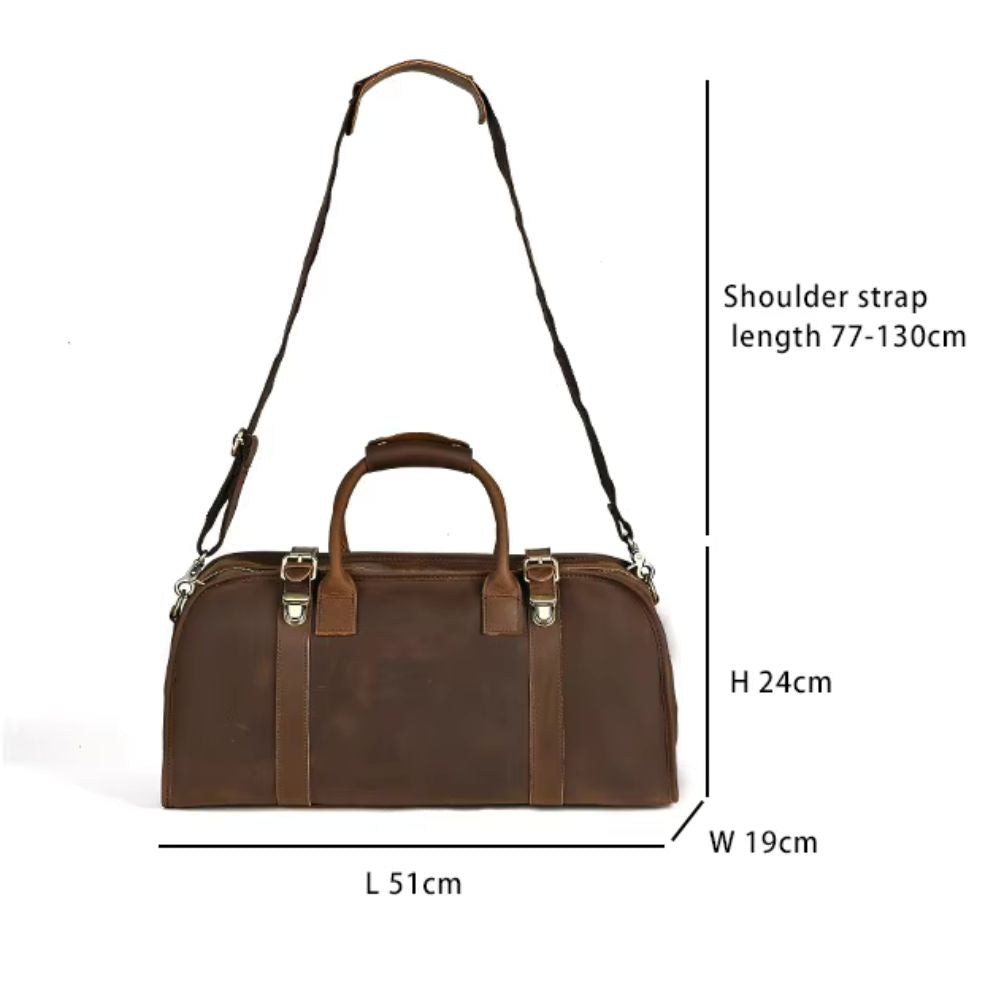 Callum | Men's Vintage Leather Large Capacity Weekender Travel Duffle Bag
