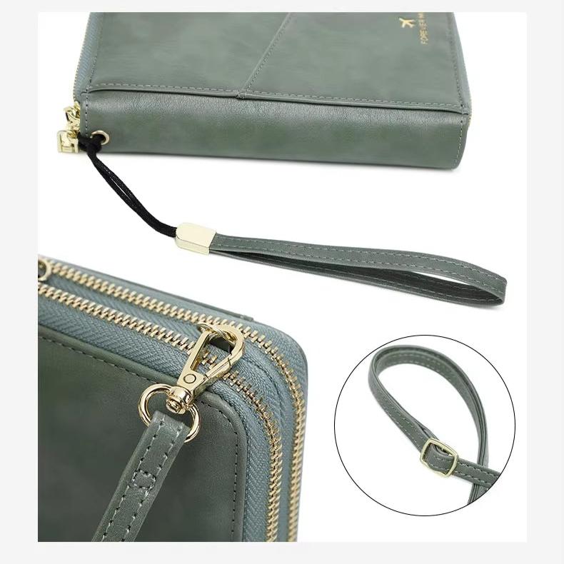 Women's RFID Blocking Passport Holder Travel Wallet with Strap
