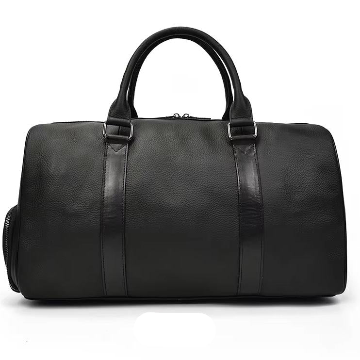 Men's Genuine Leather Travel Garment Duffle Bag with Shoe Compartment