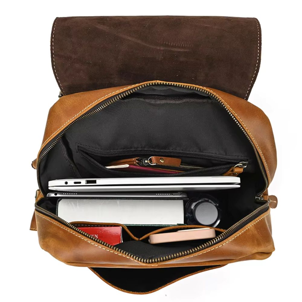 Owen | Men's Vintage Crazy Horse Leather Large Travel Backpack