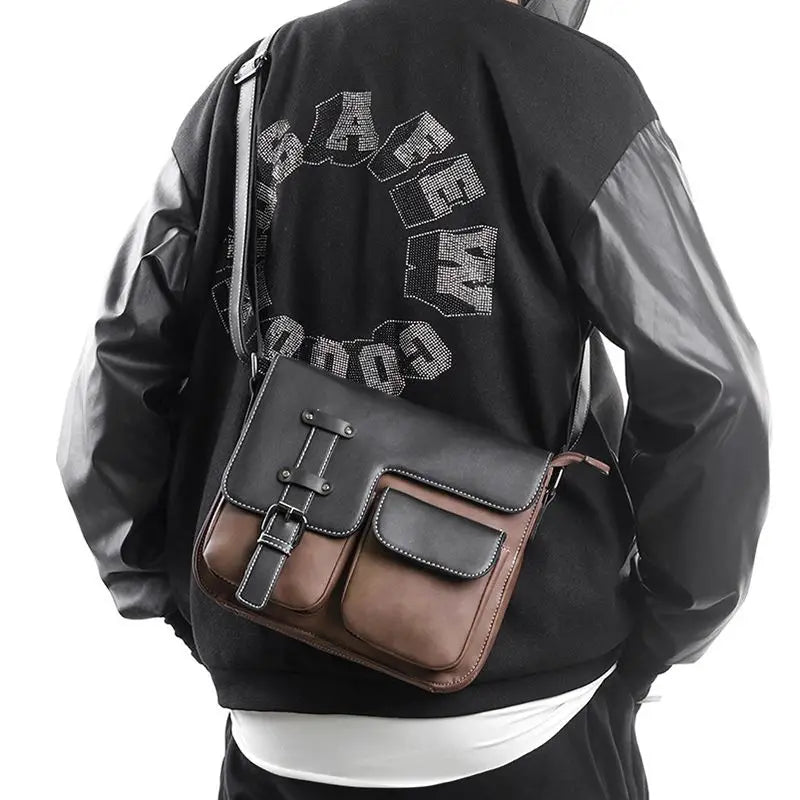 Men's High-End PU Leather Crossbody Messenger Bag