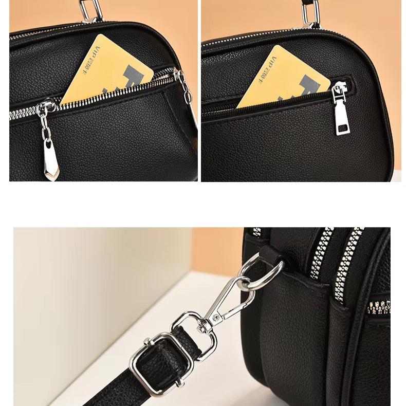 Emma | Women's Small Compact Multi-Zip Crossbody Handbag