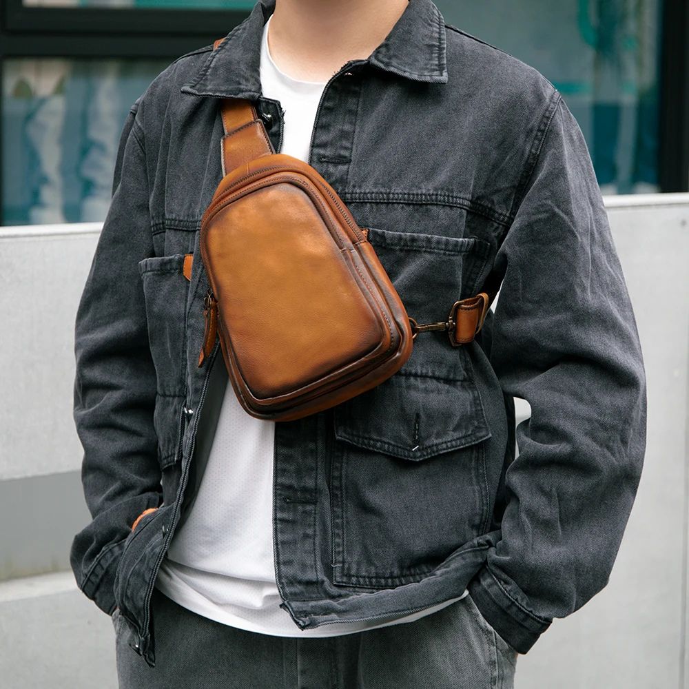 Callum | Mens' Vintage Leather Small Crossbody Bag