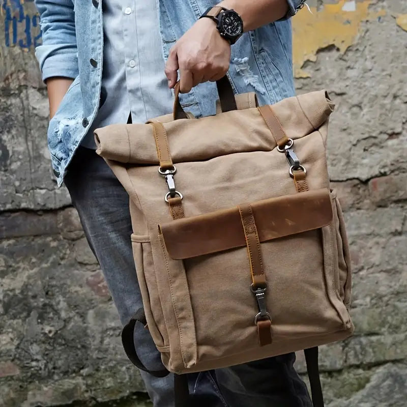 Benjamin | Men's Large Canvas Laptop Travel Backpack