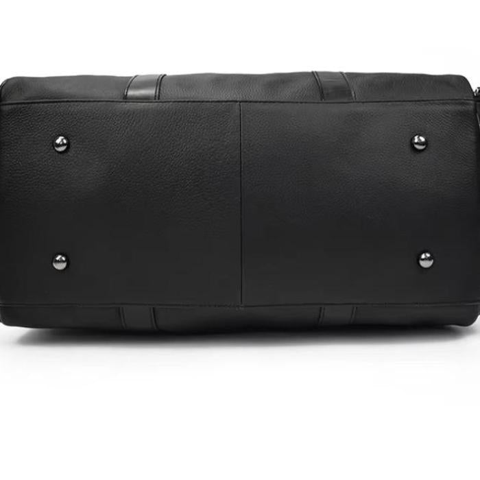 Men's Genuine Leather Travel Garment Duffle Bag with Shoe Compartment