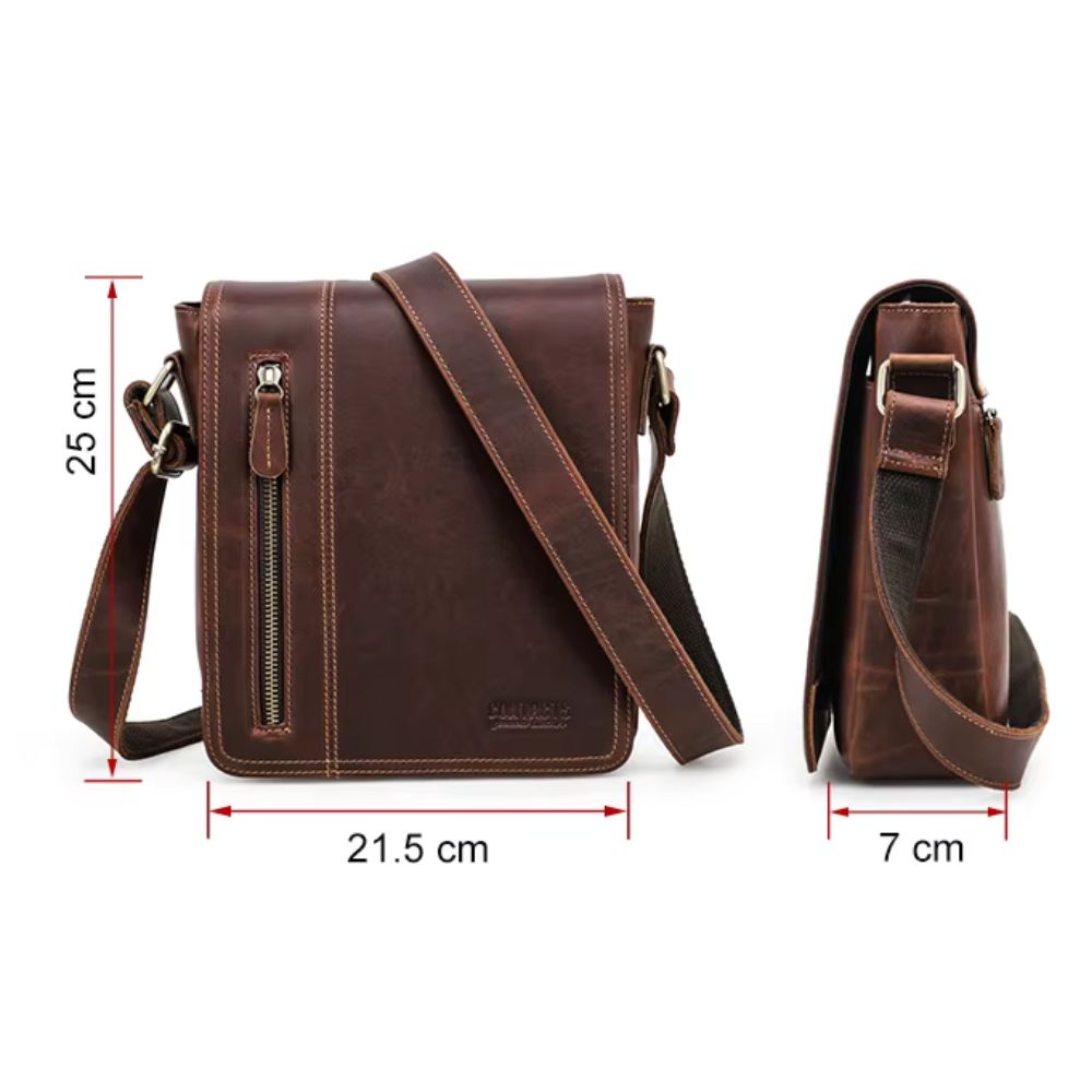 Ariel | Men's Vintage Crazy Horse Leather Small Crossbody Satchel Bag