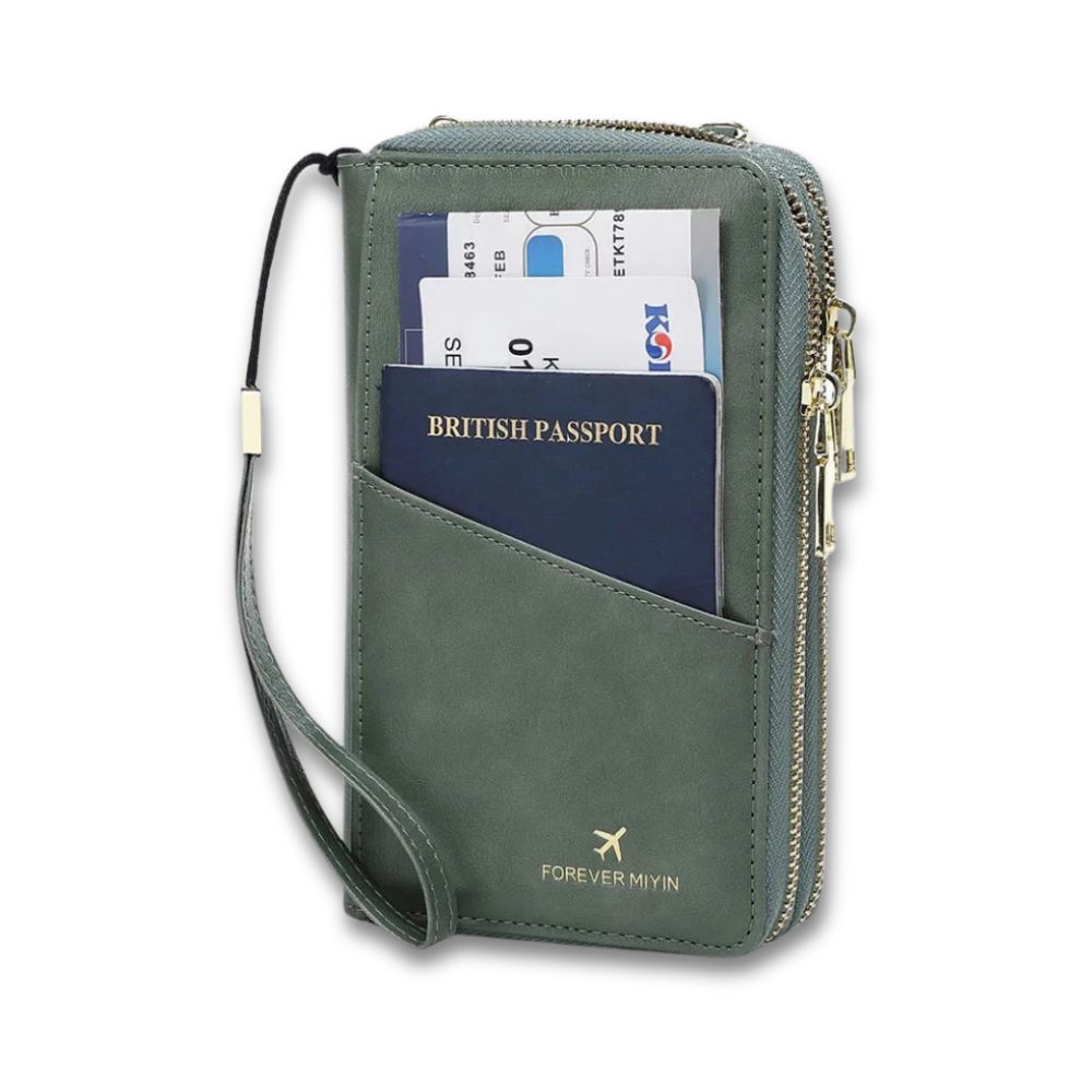 Women's RFID Blocking Passport Holder Travel Wallet with Strap