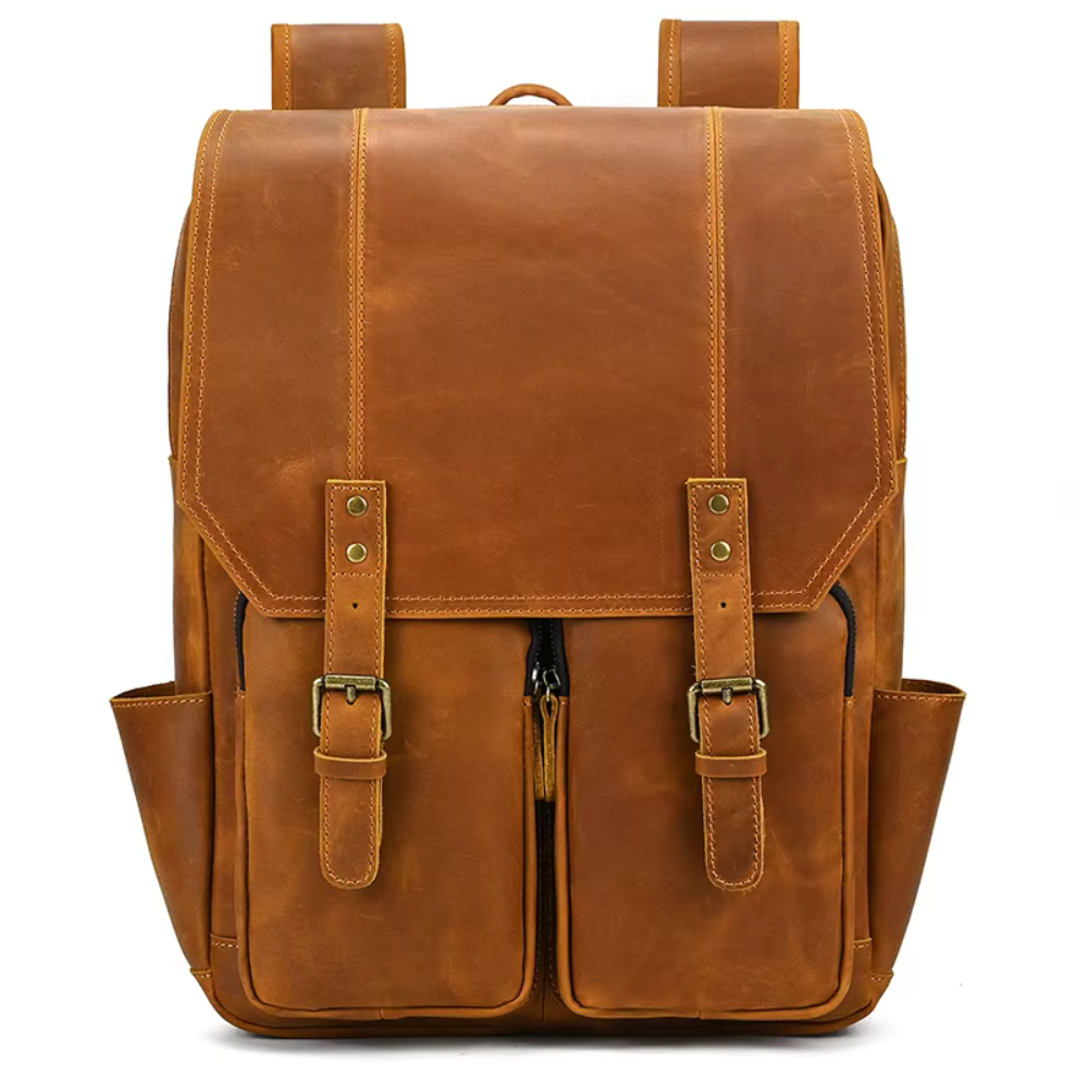 Henry | Men's Crazy Horse Leather Large Travel Laptop Backpack