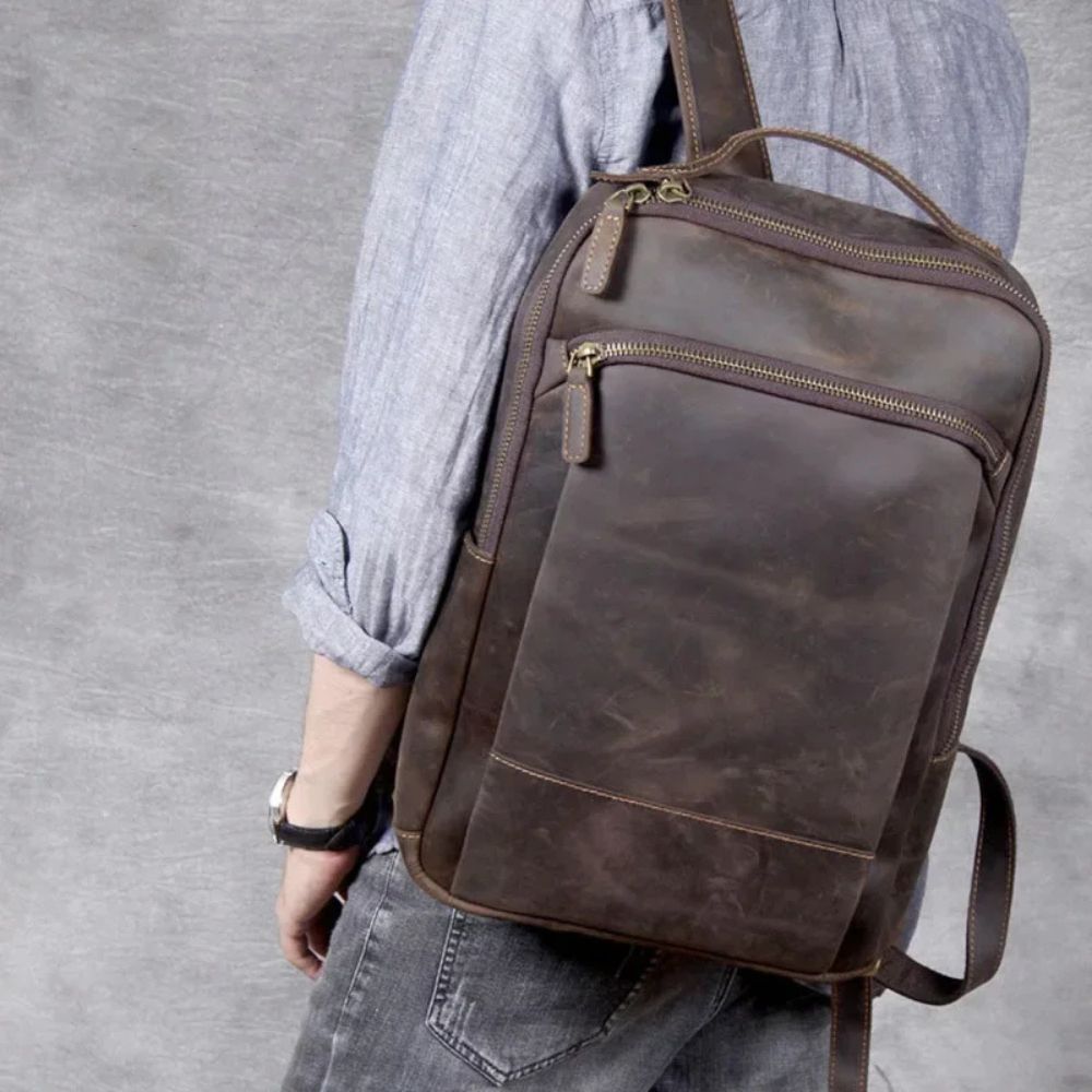 Grayson | Men's Vintage Leather Travel Laptop Backpack