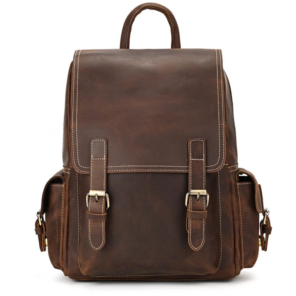 Owen | Men's Vintage Crazy Horse Leather Large Travel Backpack