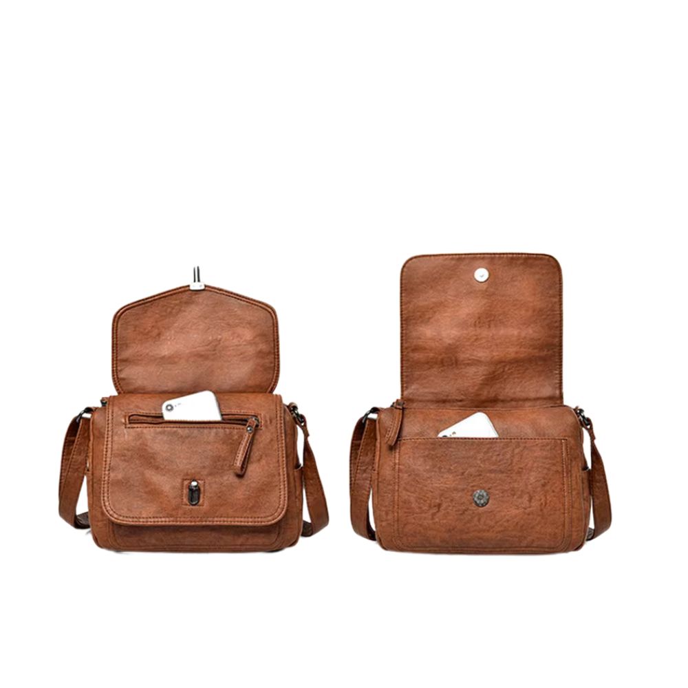 Alanna | Women's Vintage PU Leather Multi-Pocket Crossbody Messenger Bag