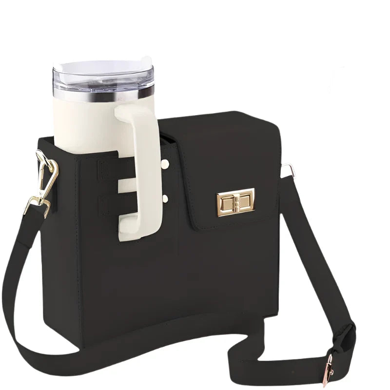 Anne | Women's PU Leather Crossbody Messenger Water Cup Holder Bag