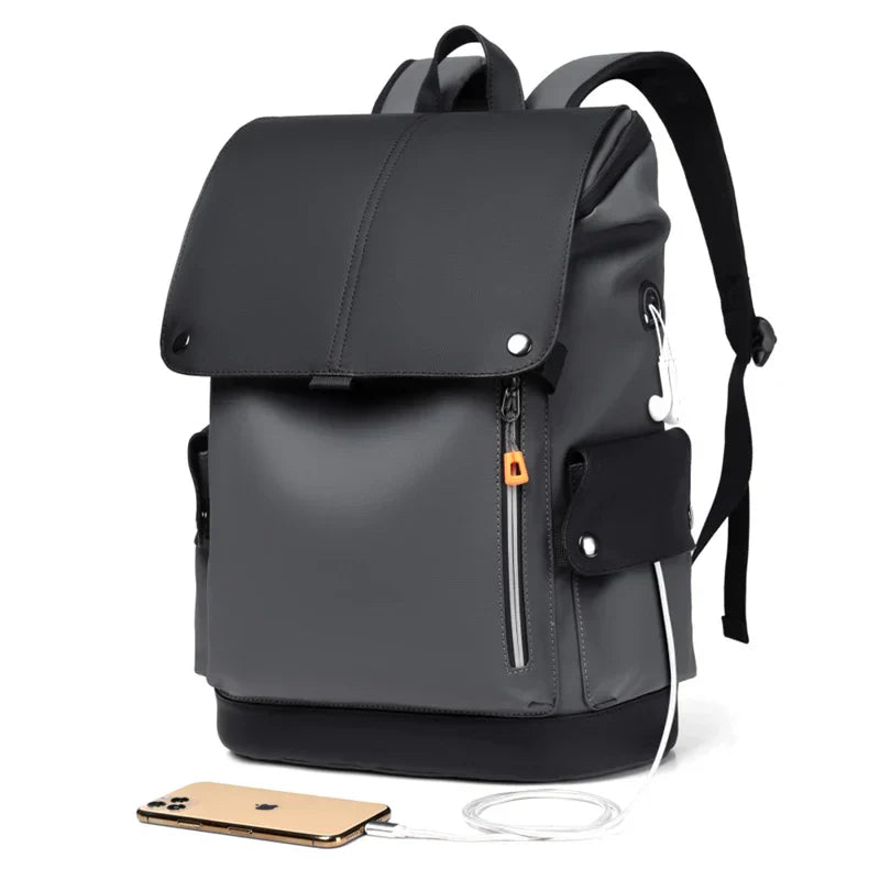Men's Waterproof Laptop Backpack USB Charging Port & Multi-Pocket Design