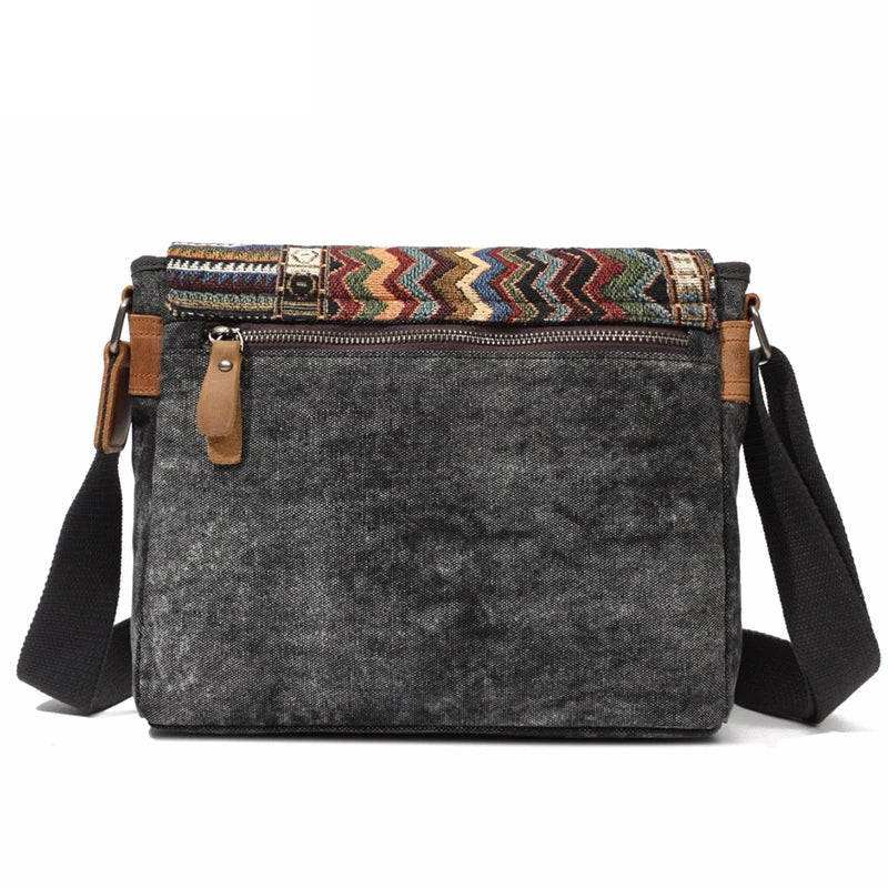 Women's Vintage Striped Pattern Canvas Crossbody Messenger Bag