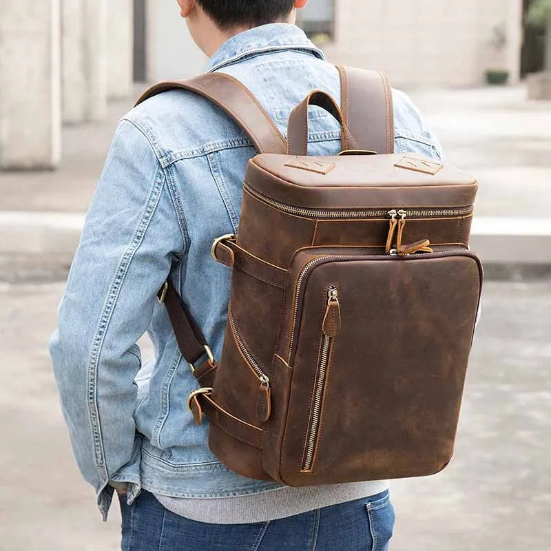 Dorian | Men's Vintage Genuine Leather Large Business Travel Laptop Backpack