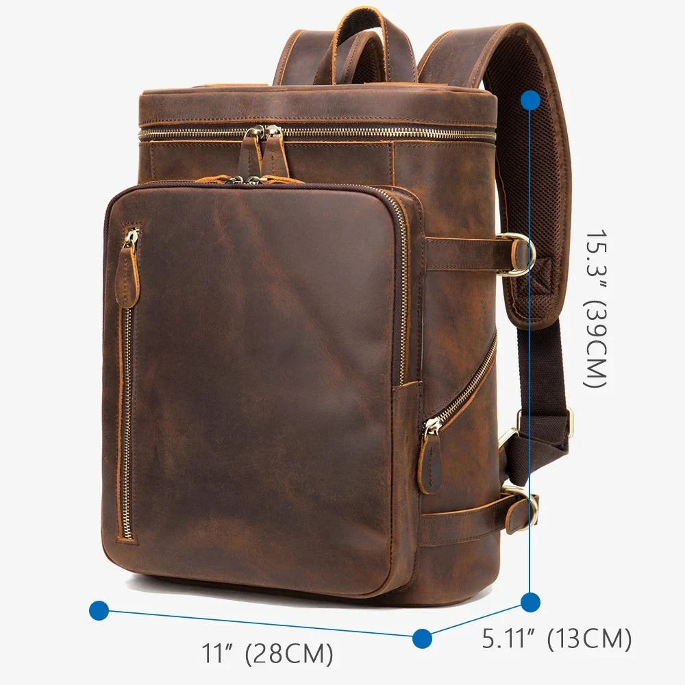 Dorian | Men's Vintage Genuine Leather Large Business Travel Laptop Backpack