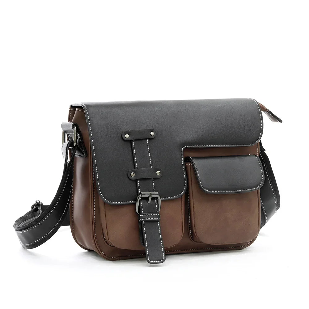Men's High-End PU Leather Crossbody Messenger Bag