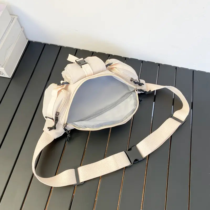 Bella | Women's Cream Multi-Pocket Crossbody Bum Travel Bag