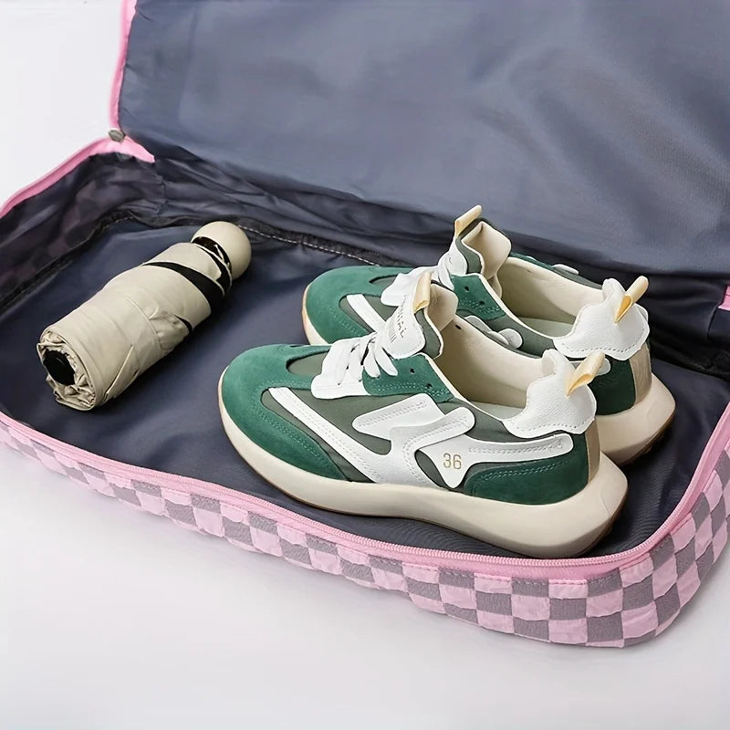 Maya | Women's Checkerboard Pattern Large Capacity Weekender Duffle Bag