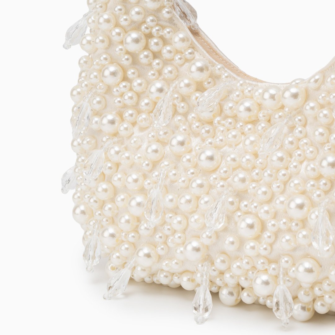 Women’s Pearl Beaded Mini Bag Sculpted Structured Occasion Style