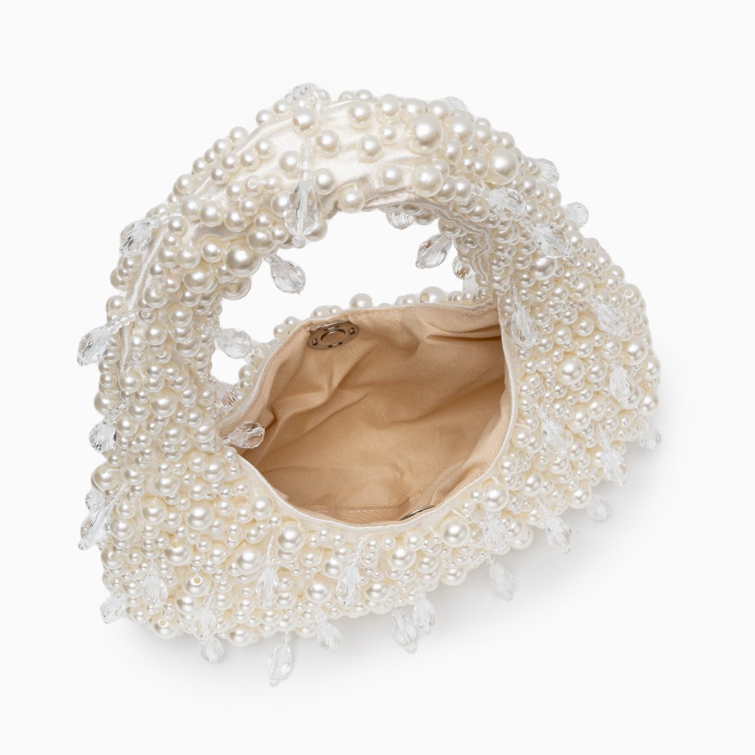 Women’s Pearl Beaded Mini Bag Sculpted Structured Occasion Style