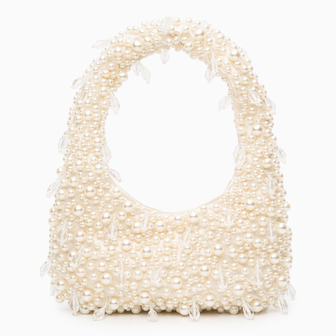 Women’s Pearl Beaded Mini Bag Sculpted Structured Occasion Style