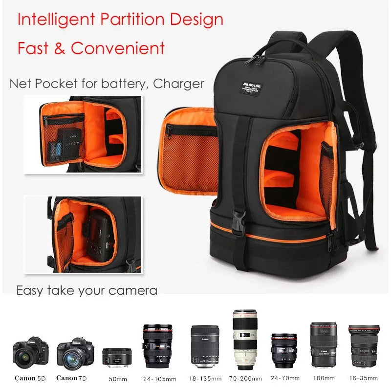 Waterproof DSLR Camera Backpack with Tripod Holders