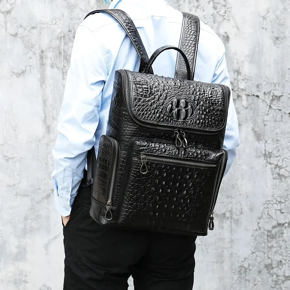 Maxwell | Men's Large Capacity Genuine Leather Business Travel Laptop Backpack