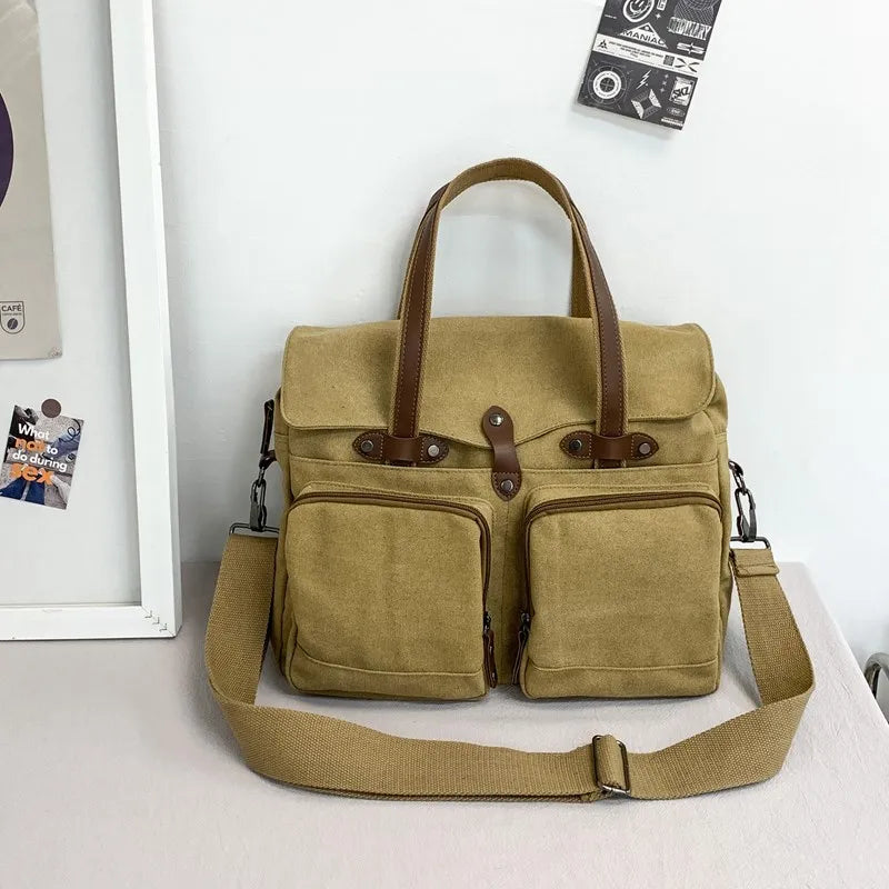 Nathan | Men's Vintage Canvas Large Crossbody Messenger Travel Bag
